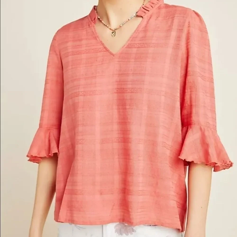 Dolan Tandy Ruffle Blouse Large - Picture 6 of 8